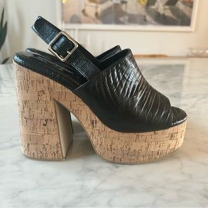 Jeffery Campbell Mattix Platform Sandal in Black Lizard Print, Size 9